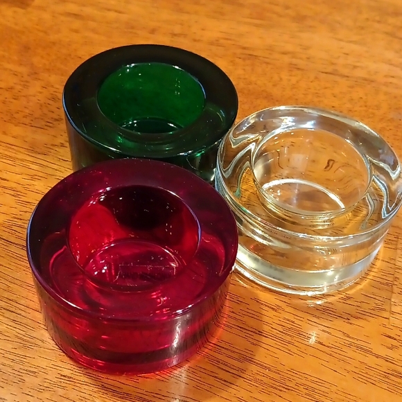 umband Other - Heavy Glass Holiday candle holders green/Red/White